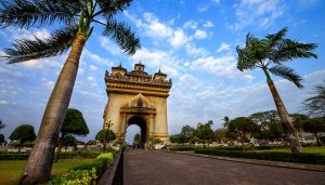 Patuxai arch monument in Vientiane, the Capital of Laos.